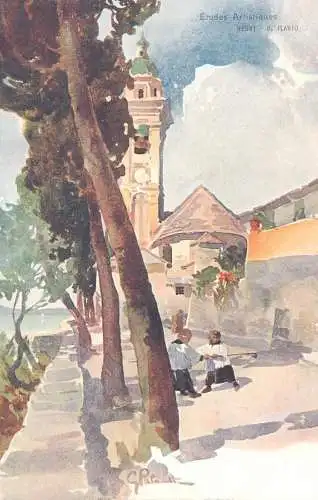 Postcard Italy Nervi S. Ilario painting