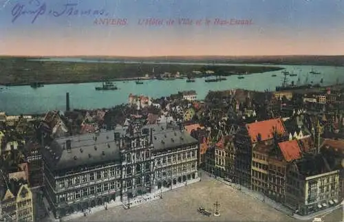 Postcard Belgium Anvers hotel de ville Bas Escant