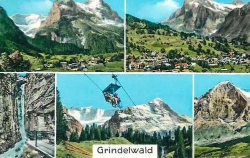 Postcard Switzerland Berne Grindelwald multi view teleferique