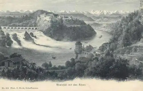 Switzerland Rheinfall mit den Alpen general view