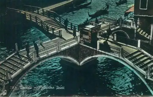 Postcard Italy Venice the four bridges 1958