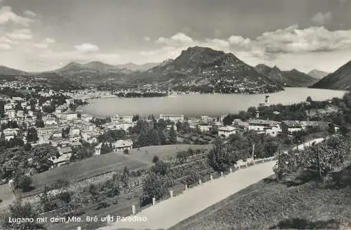 Postcard Switzerland Lugano mit dem Mte. Bre und Paradiso