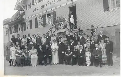 Vintage brides wedding groom & bride social history photo postcard party group photo