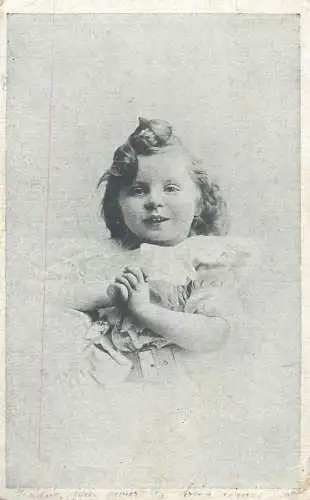 Postcard children France girl coiffure dress