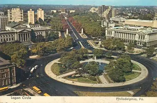 USA Philadelphia PA Logan Circle aerial panorama