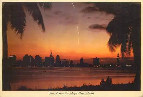 USA Miami FL sunset over the city general view