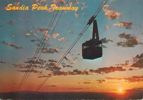 USA Albuquerque NM Sandia Peak aerial tramway sunset view