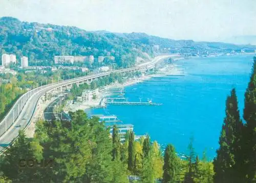 Postcard Russia Soci sea side road