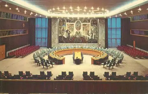 Postcard USA NY New York UN United Nations security council chamber