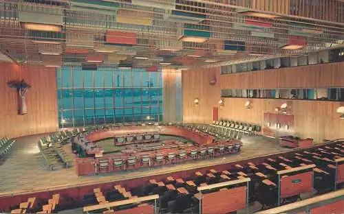 Postcard USA NY New York UN United Nations trusteeship council chamber 1968