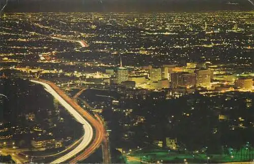 Postcard USA CA - California > Los Angeles Hollywood aerial night