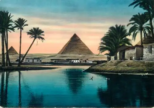 Egypt Gizeh Pyramids during Nile flood