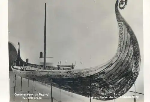 Postcard Norway Oseberg ship pa Bygdoy