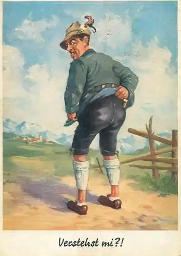 funny comic man caricature ethnic type typical folk costume