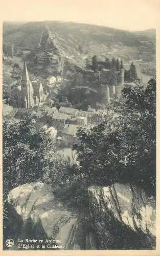 Postcard Belgium la Roche en Ardenne l'eglise et le chateau