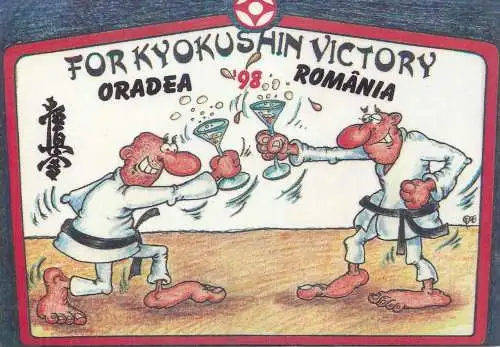 Funny caricature Forkyokushin Victory European Championship '98 Oradea illustration martial arts karate sport humour