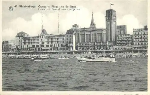 Postcard Belgium Blankenberge casino et plage