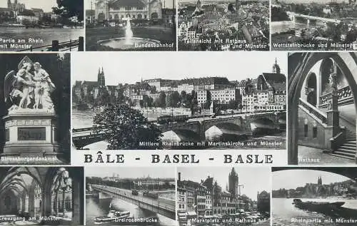 Postcard Switzerland Basle multi view