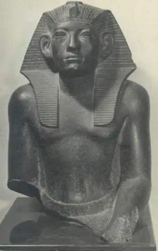 Postcard Egypt Pharaoh Amenemhet III statue 1959