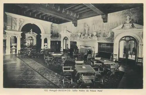 Postcard Portugal Bussaco salao nobre do palace hotel