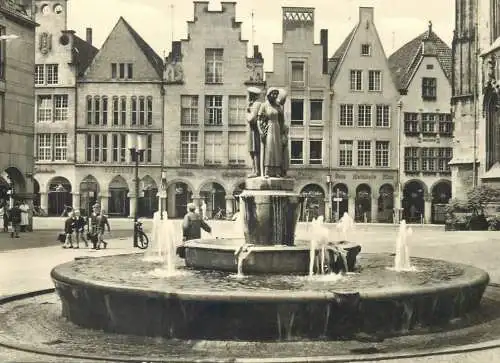 Postcard Germany Munster Westf. Lambertusbrunnen 1964
