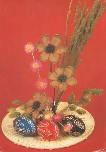 Easter Holiday greetings pencilled eggs decorative floral ornament