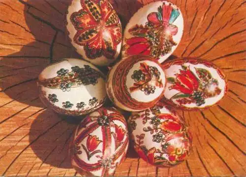 Happy Easter Holidays greetings floral decorative ornaments pencilled eggs