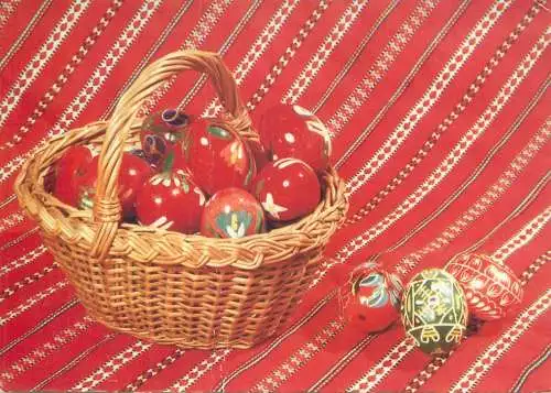 Happy Easter Holidays greetings pencilled eggs basket