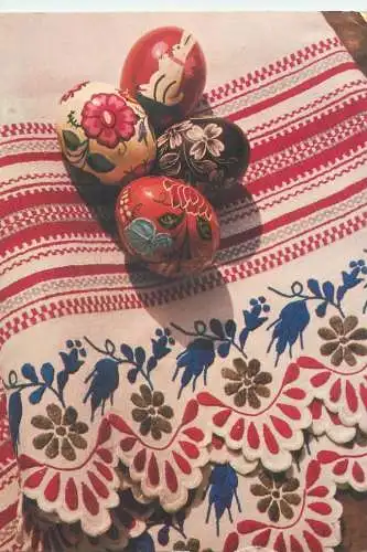 Happy Easter Holidays greetings floral decorative ornaments pencilled eggs