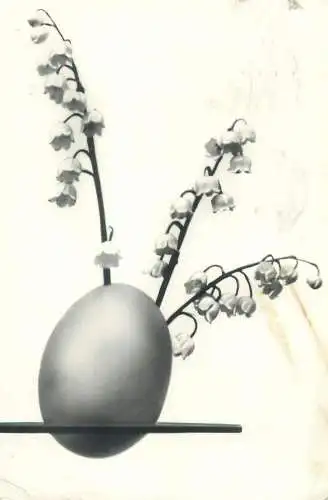 Easter greetings lily of the valley egg still life