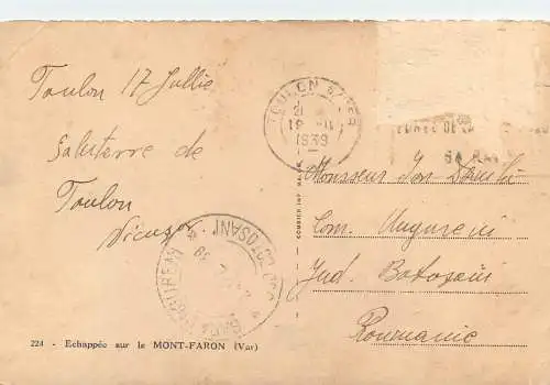 Postcard Mont Faron Var