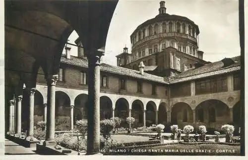 Postcard Italy Milano chiesa Santa Maria delle Grazie Cortile