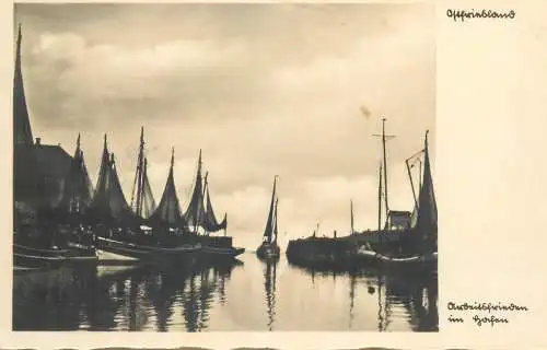 Postcard Germany Bohnen harbour sailboat
