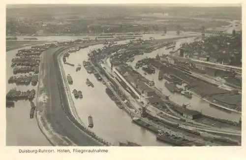 Postcard Germany Duisburg Ruhrort Hafen Fliegeraufnahme