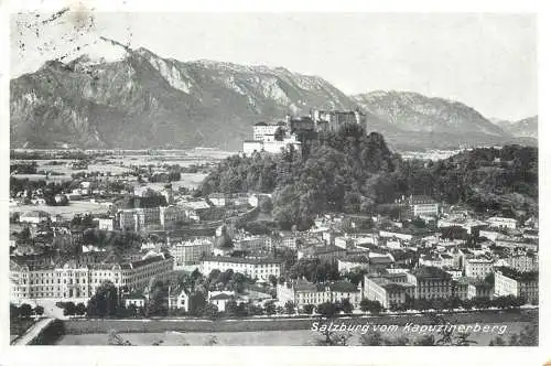 Postcard Austria Salzburg vom Kapuzinerberg castle