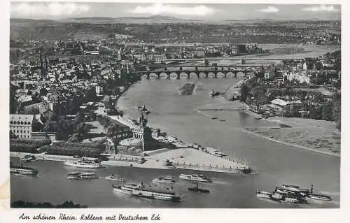 Postcard Germany Koblenz aerial