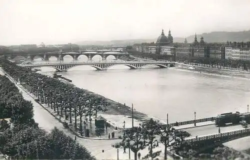 Postcard France Lyon river and bridges