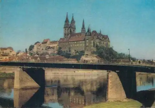 Postcard Germany Meissen Elbe dom und Albrechtsburg