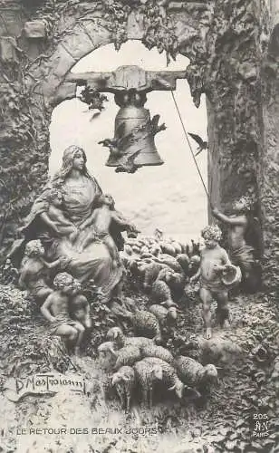 Postcard church monument bell statue D. Mastroianni