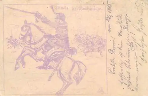 Postcard sketch cavalry soldier 1915