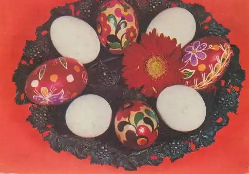 Easter greetings painted eggs floral motifs