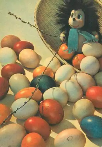Easter greetings painted eggs illustration