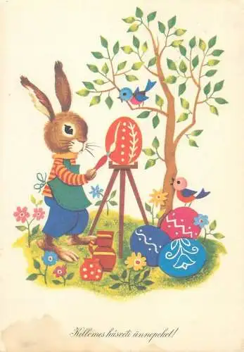 Easter greetings rabbit painting egg Boor Vera drawing