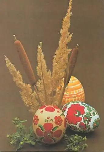 Easter greetings painted eggs floral motifs