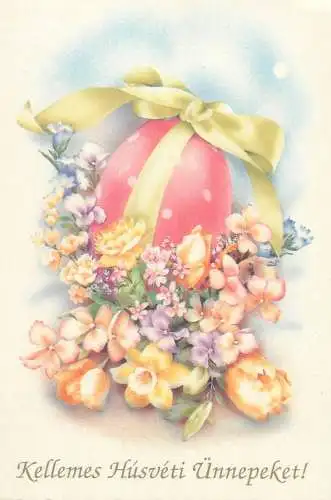 Easter greetings gift ribbon wrapped painted