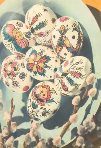 Easter greetings pencilled eggs