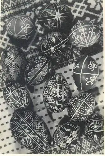 Easter greetings pencilled eggs detail view