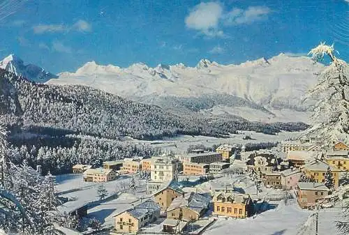 Switzerland Pontressina mit Julierkette general view