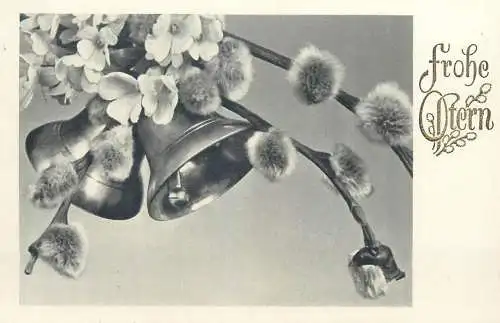 Easter greetings flowery willow branch bells