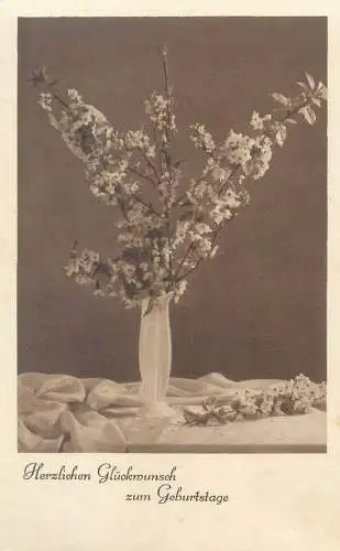 vase floral arrangement birthday greetings post card